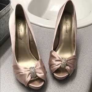 Nude colored peep toe heel